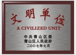 公司獲得武漢市青山區級文明單位獎牌